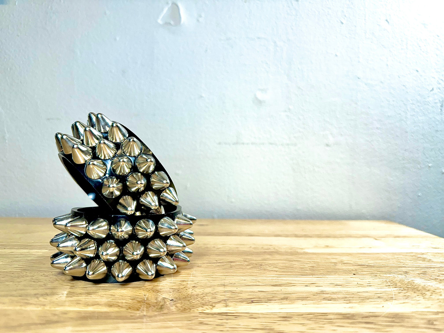 3 Row 77 English style cone vegan studded bracelet
