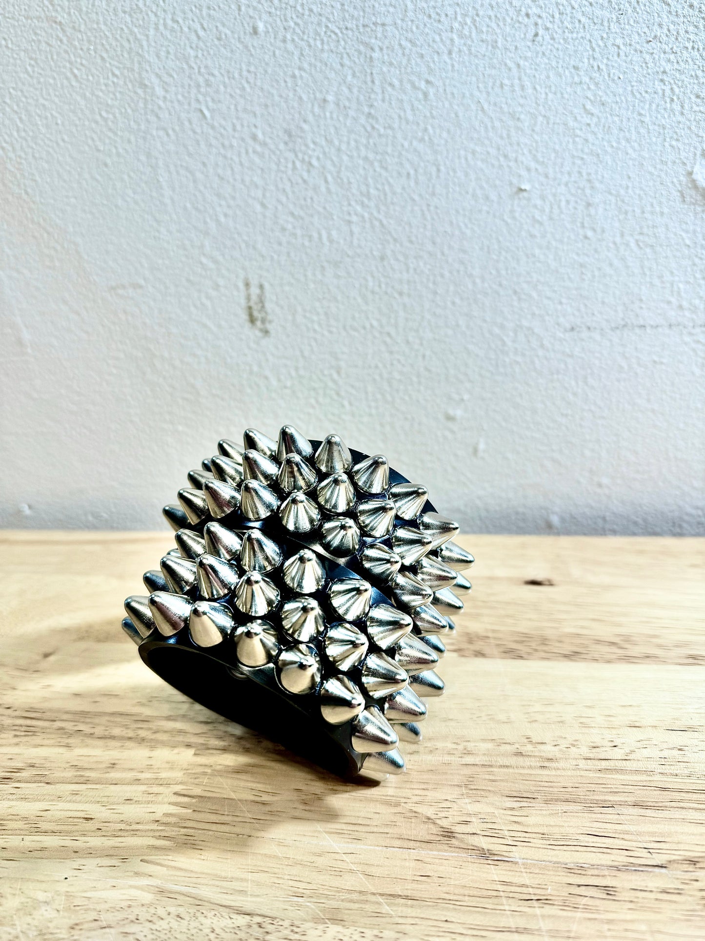 3 Row 77 English style cone vegan studded bracelet