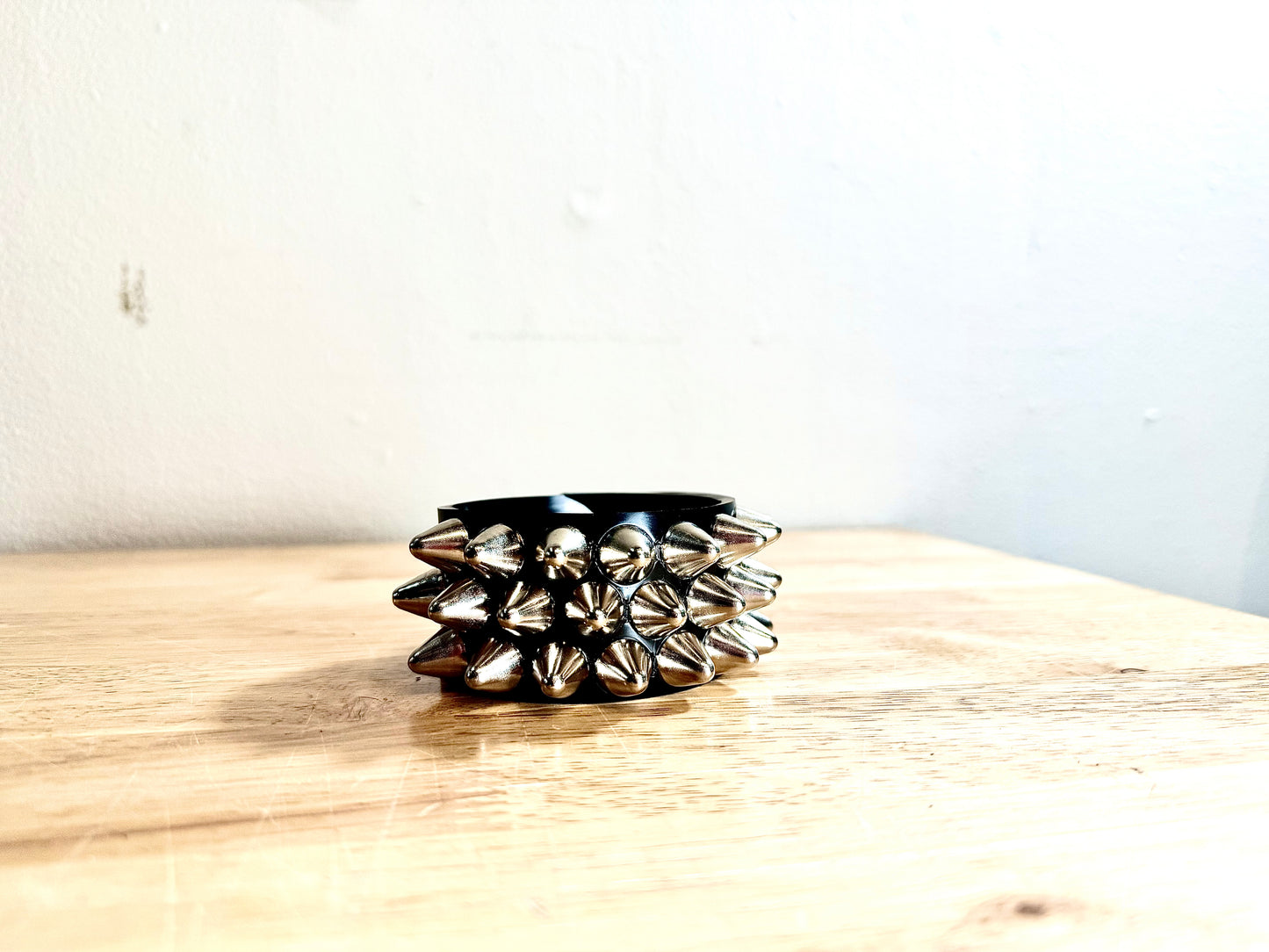 3 Row 77 English style cone vegan studded bracelet