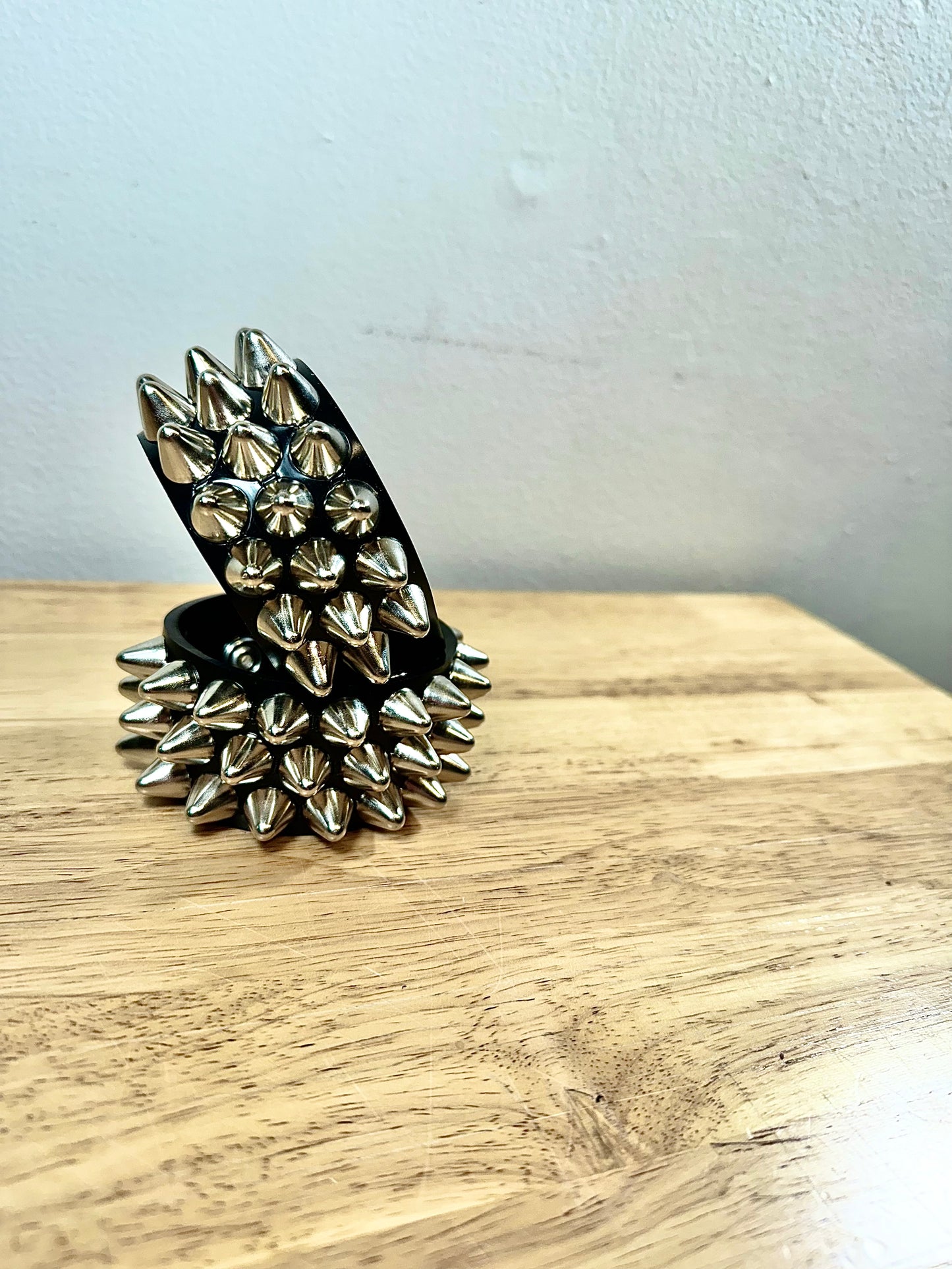 3 Row 77 English style cone vegan studded bracelet