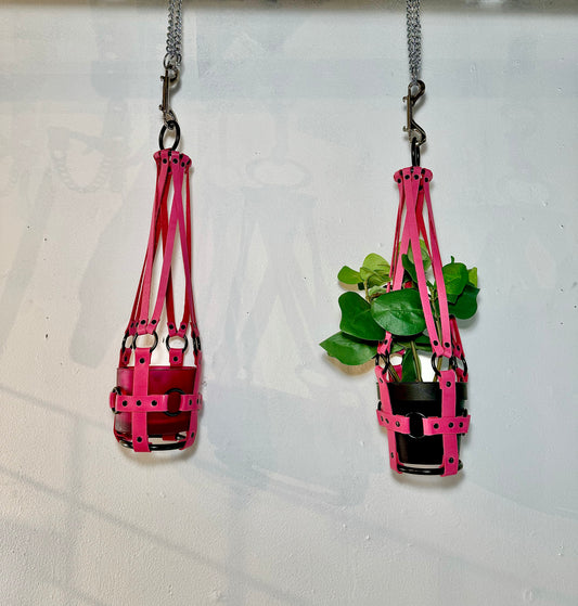 Little Leather Daddy 4" Plant Hanger in Hot Pink