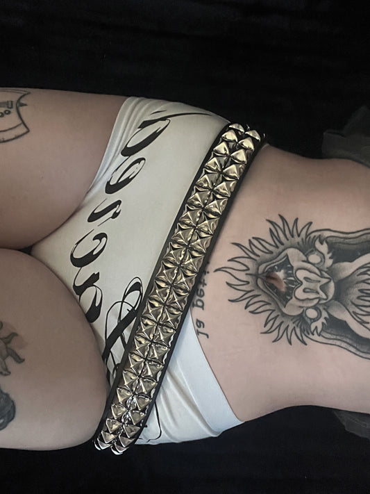 Chunky 5/8" 2 Row pyramid Studded Belt Vegan