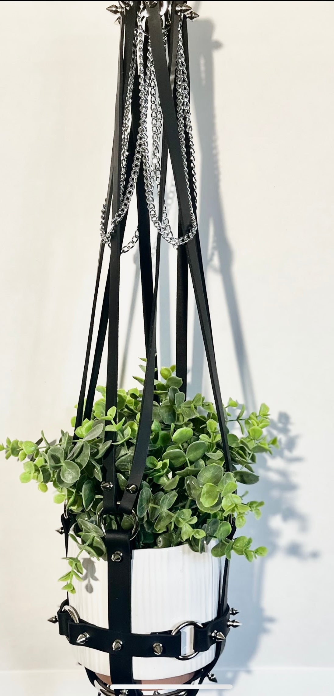 Leather Daddy 6" Plant Hanger in Black